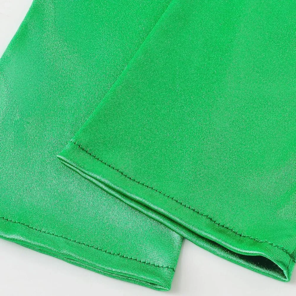 Women's Long Satin Gloves Green Stretchy Upper Arm Length Costume Design